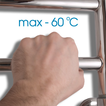Рабочая температура поверхности полотенцесушителей Energy + 55°C (+/- 5)