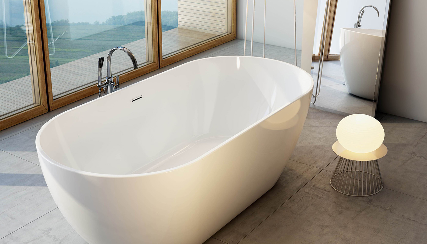 Напольный смеситель и ванна Freedom – идеальное сочетание, цельный дизайн.