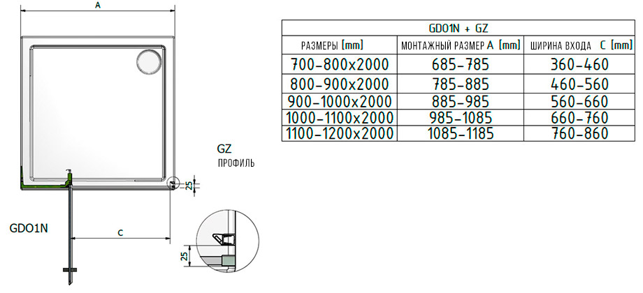 Схема Roltechnik Elegan Neo GDO1N + профиль GZ