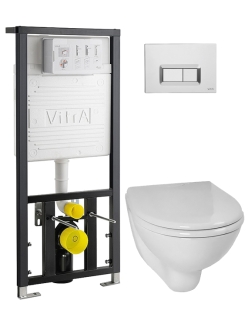 Vitra Arkitekt 9005B003-7211 Комплект 4 в 1 Унитаз с крышкой + Инсталляция + Кнопка