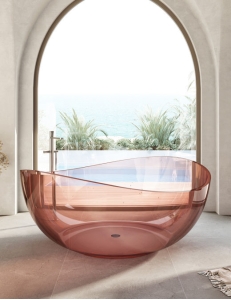 Abber Kristall AT9705Koralle Ванна прозрачная отдельностоящая 150х150 см, розовый