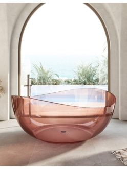 Abber Kristall AT9705Koralle Ванна прозрачная отдельностоящая, 150х150 см, розовый