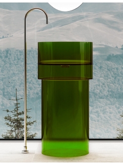 Abber Kristall AT2701Emerald-H Раковина напольная отдельностоящая с техническим отверстием для монтажа у стены, зеленый