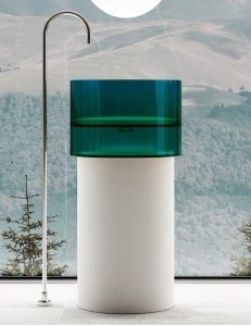 Abber Kristall AT2701White-Aquamarin-H Раковина напольная 45 см, монтаж у стены, бирюза/белый