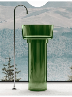 Abber Kristall AT2702Emerald-H Раковина напольная отдельностоящая с техническим отверстием для монтажа у стены, зеленый