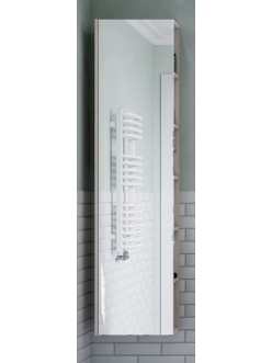 Комплект Aquaton Сканди 40 – Шкаф-колонна с зеркалом, Белый глянцевый / Дуб Верона