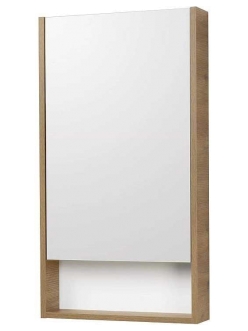 Комплект Aquaton Сканди 45 – Зеркальный шкаф, Белый глянцевый / Дуб Рустикальный