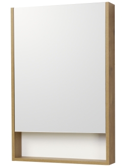 Комплект Aquaton Сканди 55 – Зеркальный шкаф, Белый глянцевый / Дуб Рустикальный