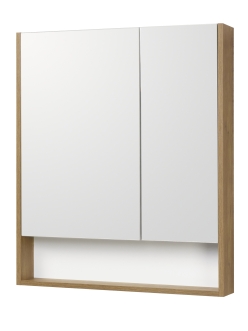 Комплект Aquaton Сканди 70 – Зеркальный шкаф, Белый глянцевый / Дуб Рустикальный