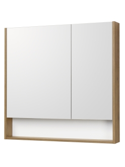 Комплект Aquaton Сканди 90 – Зеркальный шкаф, Белый глянцевый / Дуб Рустикальный
