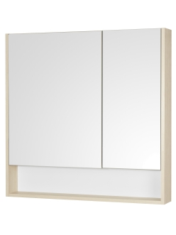 Комплект Aquaton Сканди 90 – Зеркальный шкаф, Белый глянцевый / Дуб Верона