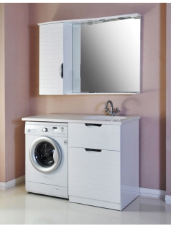 АТОЛЛ БАВАРИЯ – Мебель под стиральную машину, белый глянец, столешница - камень