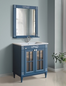 Атолл Милана Blue Silver Комплект мебели для ванной, Синий с серебряной патиной