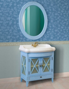 Атолл Ретро Blue Комплект мебели для ванной, голубой с серебряной патиной