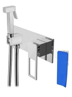 Boheme Q 147-CRUW.2 Гигиеническая лейка со смесителем (Хром/синий)