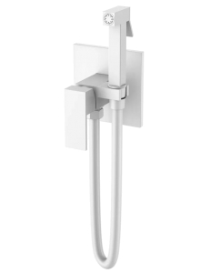 Boheme Qubic 477-MW – смеситель с гигиеническим душем, белый матовый