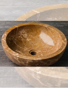 Natural Stone Раковина-чаша из натурального коричневого мрамора, круглая 45 см