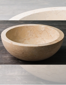 Natural Stone Раковина-чаша из натурального кремового мрамора, круглая 40 см