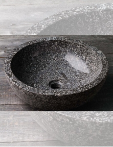 Natural Stone Раковина-чаша из натурального серого мрамора, круглая 45 см