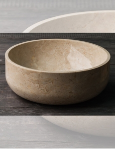 Natural Stone Раковина-чаша круглая из натурального кремового мрамора 40 см