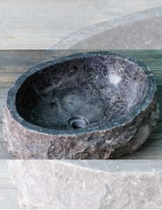 Natural Stone Раковина-чаша из натурального серого мрамора, природной формы