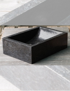 Natural Stone Prau Black Прямоугольная раковина из чёрного мрамора, 50х35 см