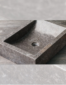 Natural Stone Prau Kecil Прямоугольная раковина из серого мрамора, 50х35 см