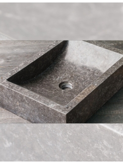 Natural Stone 50х35х12 Прямоугольная накладная раковина из серого мрамора