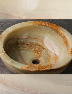 Natural Stone Bowl Green Kecil Накладная раковина-чаша из оникса