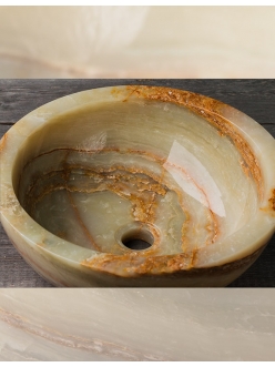 Раковина-чаша Natural Stone 40 Bowl Green Kecil из натурального оникса
