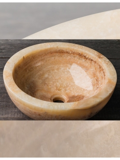 Раковина-чаша Natural Stone 40 Bowl Yellow Kecil из натурального оникса