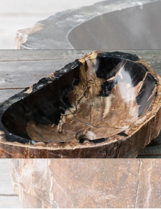 Natural Stone Hitam Накладная раковина-чаша из окаменелого дерева