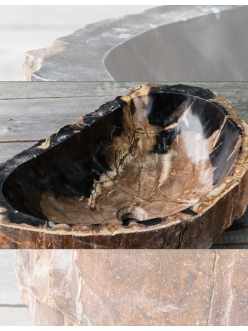 Раковина-чаша Natural Stone Hitam из натурального окаменелого дерева