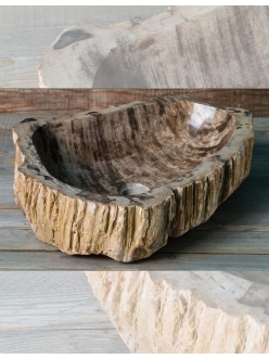 Раковина-чаша Natural Stone Iris из натурального окаменелого дерева