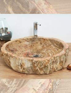 Natural Stone Kediri Накладная раковина-чаша из окаменелого дерева