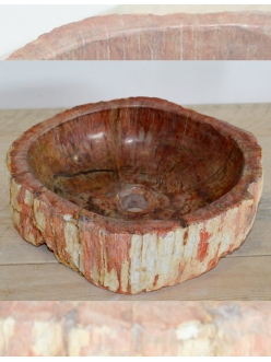 Раковина-чаша Natural Stone Petra Uniq Red из натурального окаменелого дерева