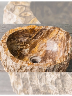 Раковина-чаша Natural Stone Petra Uniq из натурального окаменелого дерева