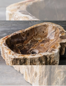 Natural Stone Sebatu Накладная раковина-чаша из окаменелого дерева