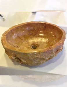 Natural Stone Раковина-чаша из натурального оранжевого мрамора, природной формы